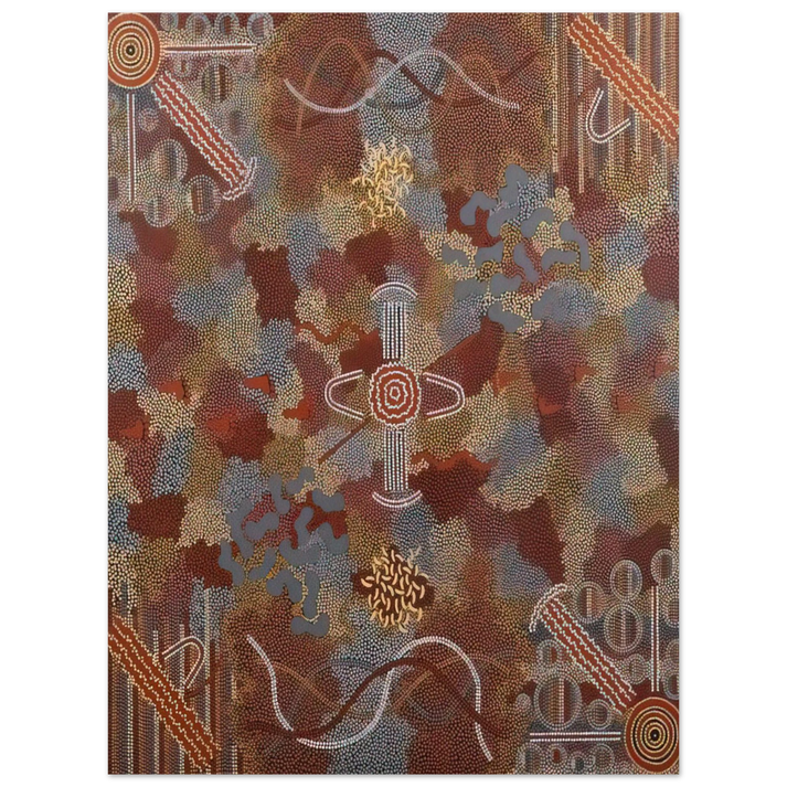 Clifford Possum Tjapaltjarri - Frog Dreaming - 1989  75x100 cm / 30x40inches Fine Art Poster