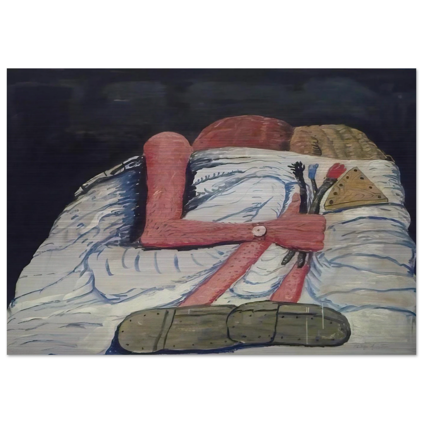 COUPLE IN BED - Philip Guston Brushed Aluminum Print - 70x100 cm / 28x40 inches | Philip Guston Aluminum Print | Philip Guston Prints