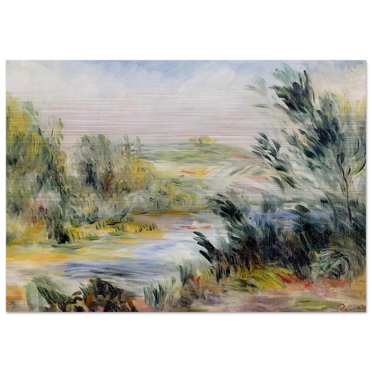 The Banks of a River, Rower in a Boat - Pierre-Auguste Renoir Brushed Aluminum Print - 70x100 cm / 28x40 inches | Pierre-Auguste Renoir Aluminum Print | Pierre-Auguste Renoir Prints