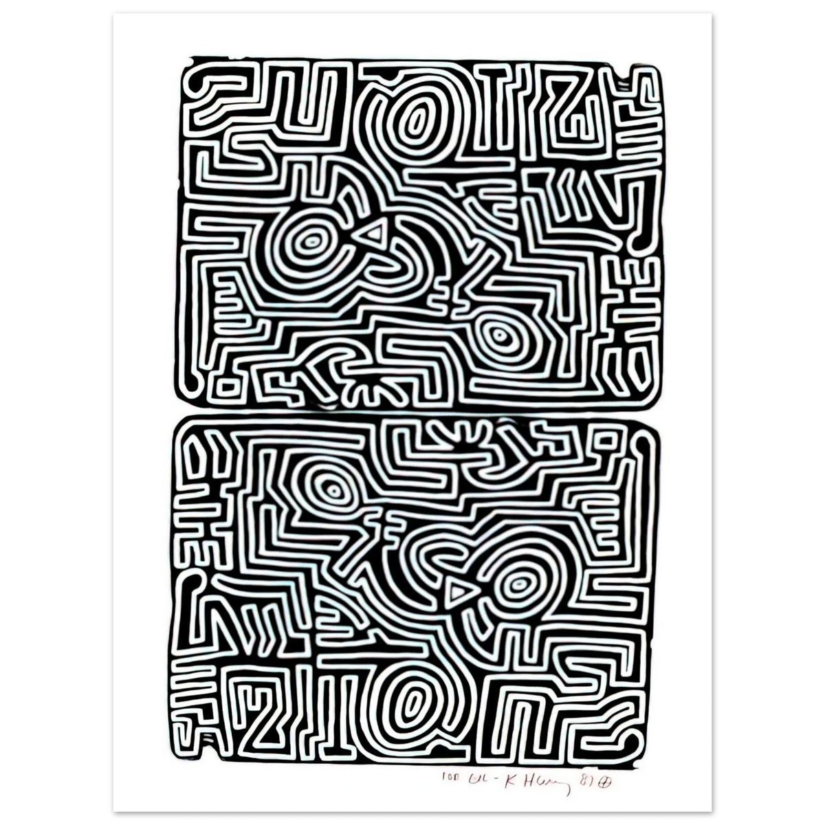 Keith Haring - LABYRINTH 1989  75x100 cm / 30x40inches Fine Art Poster