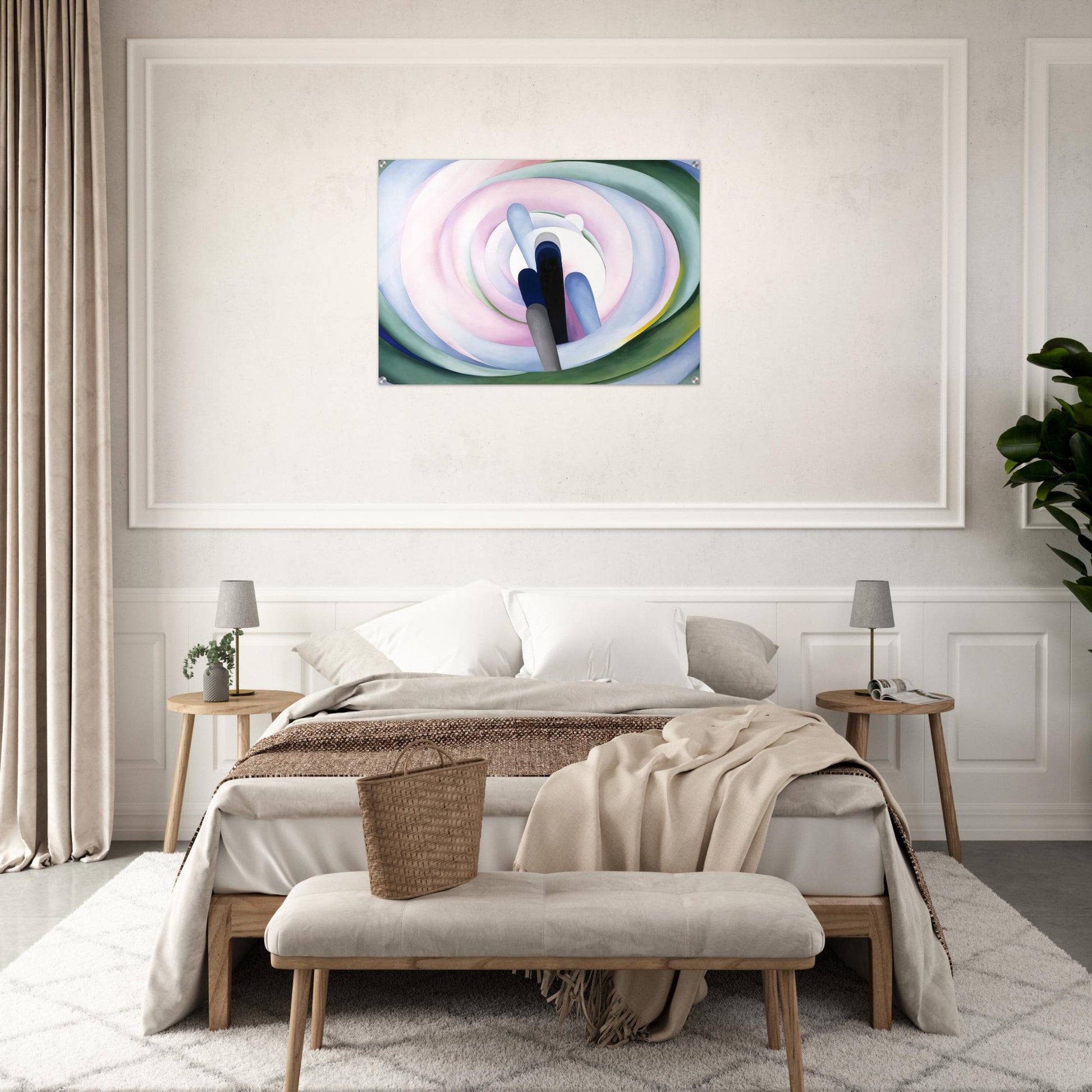 Grey Blue and Black, Pink Circle - Georgia O'Keeffe Acrylic Print - 70x100 cm / 28x40″ inches
