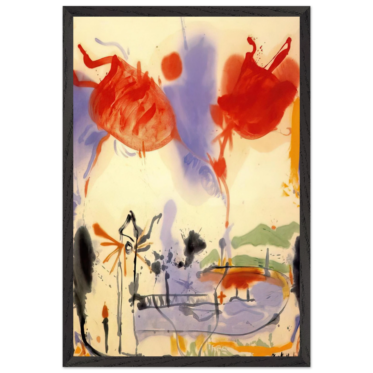 Helen Frankenthaler - Round Trip - 1957 Wall art - A2 (42 x 59.4  cm) - Premium Wooden Framed Poster With Fine Art Paper-canvas - Wood frame