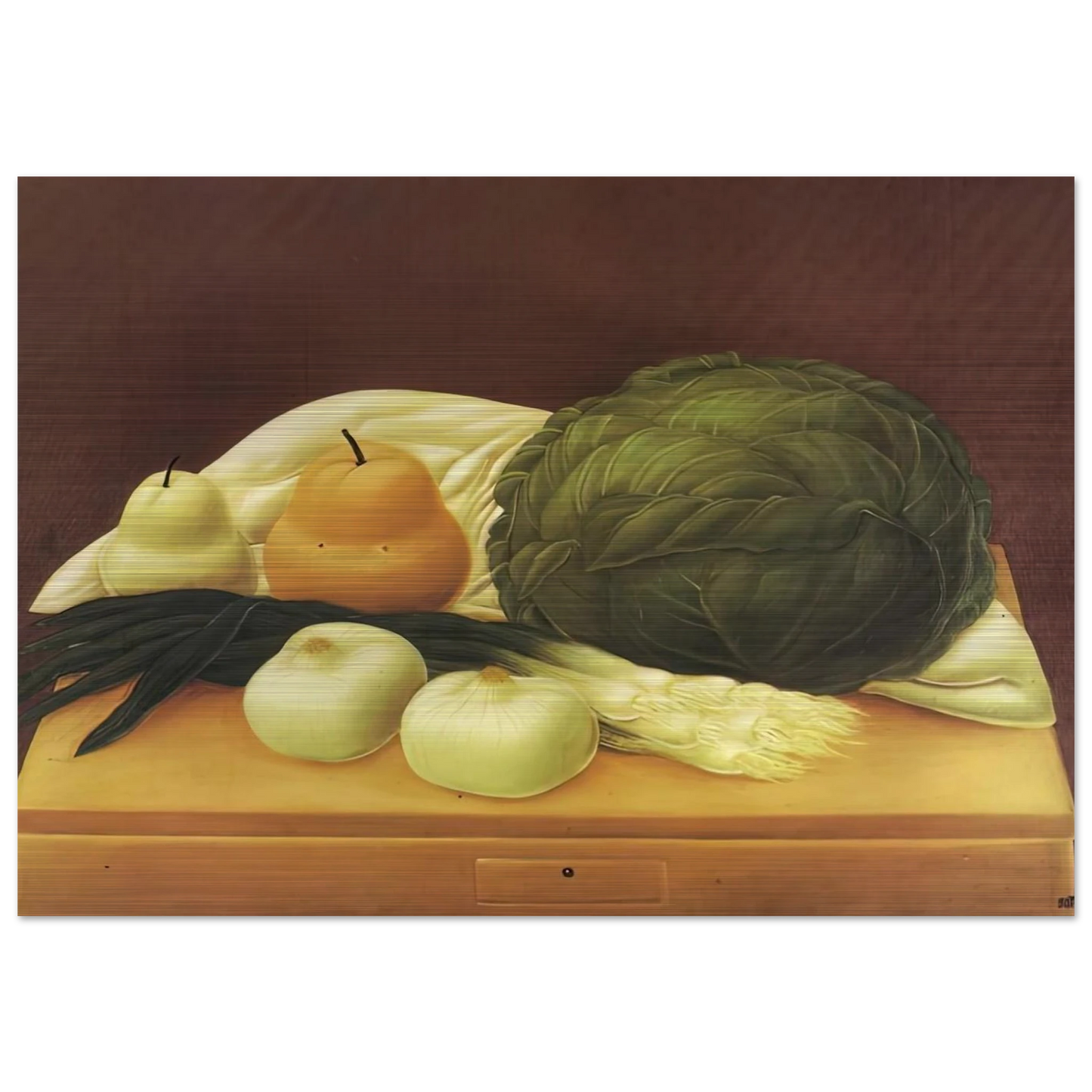 KITCHEN TABLE - Fernando Botero Brushed Aluminum Print - 70x100 cm / 28x40 inches | Fernando Botero Aluminum Print | Fernando Botero Prints