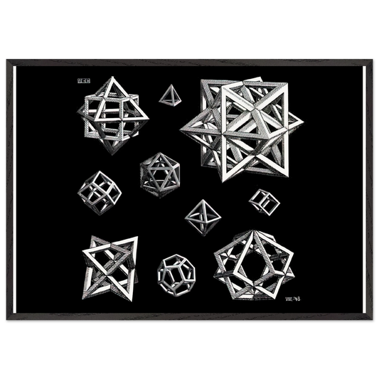 STUDY FOR STARS - MC Escher 70x100 cm / 28x40 inches Framed Art Print – Black Wooden Frame | Maurits Cornelis Escher Prints
