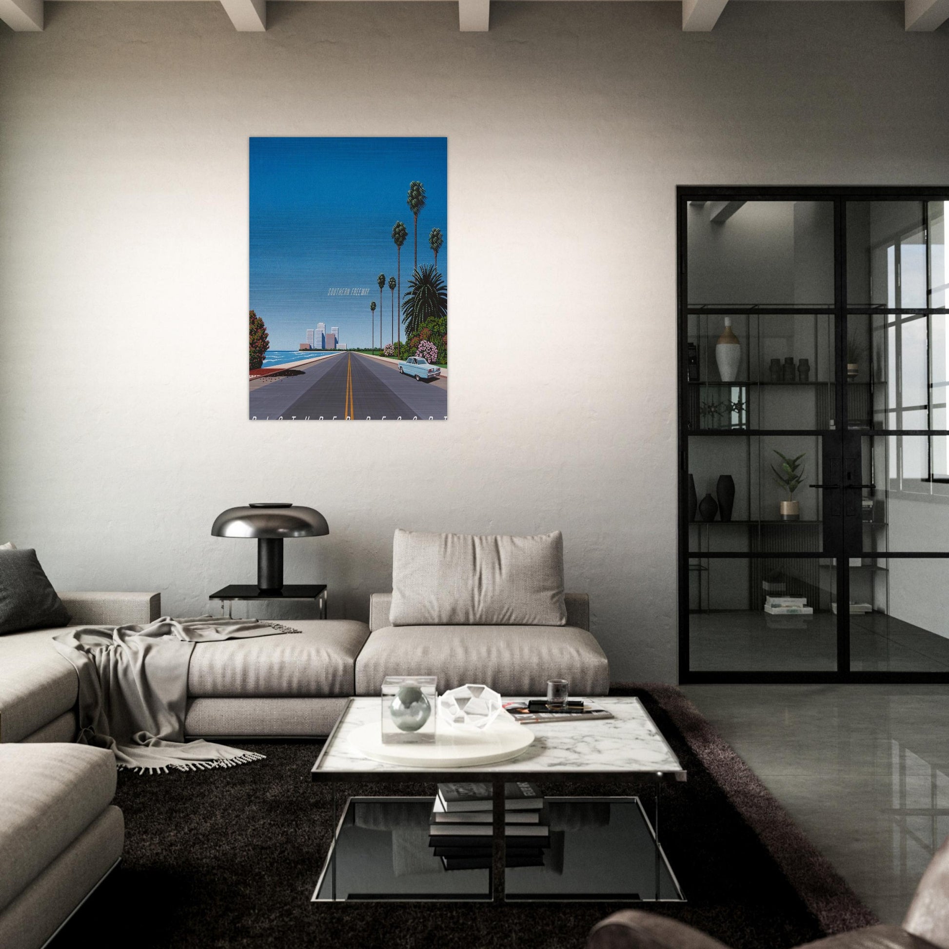 Southern Freeway Pictured Resort - Hiroshi Nagai Brushed Aluminum Print - 70x100 cm / 28x40 inches | Hiroshi Nagai Aluminum Print | Hiroshi Nagai Prints