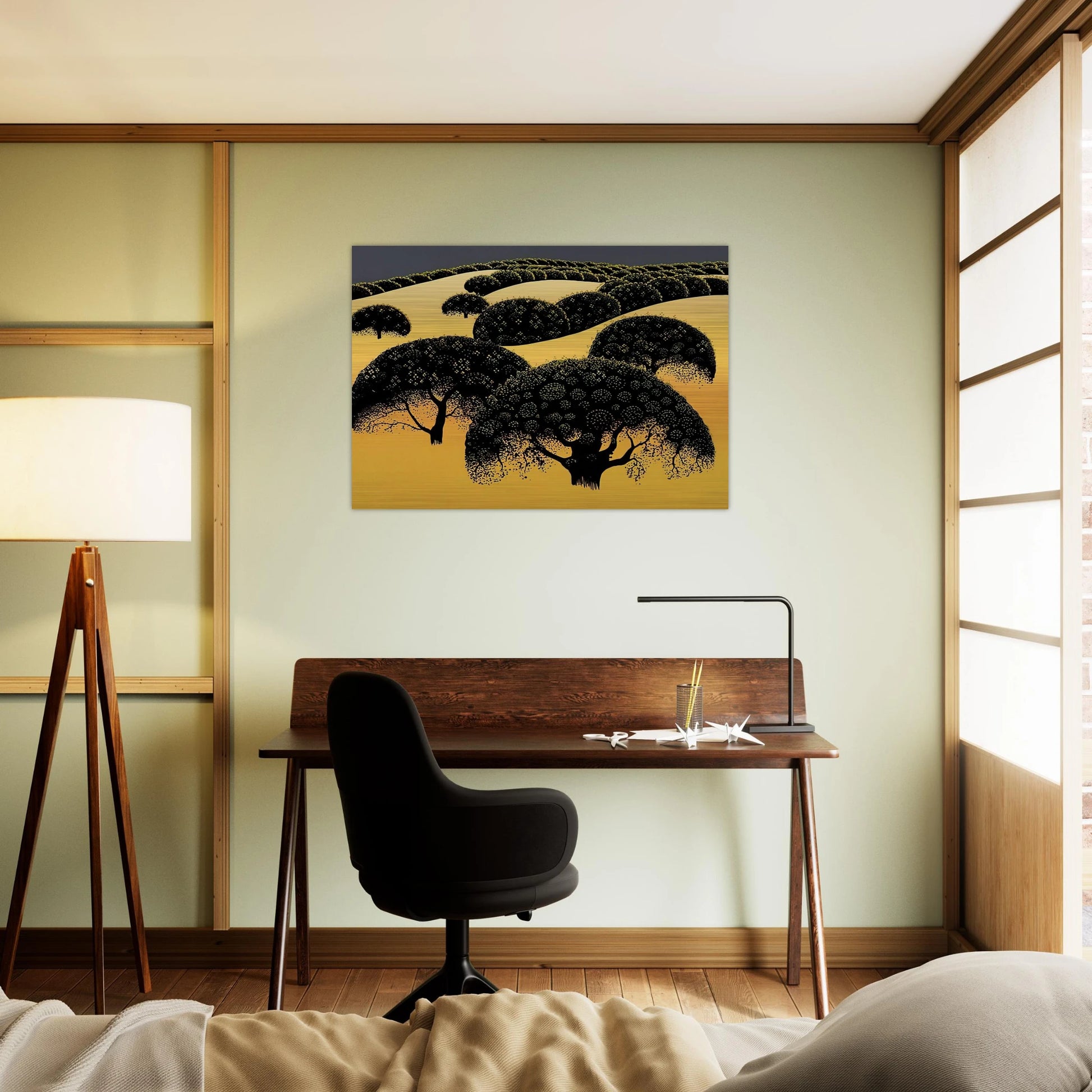 Santa Ynez Oaks - Eyvind Earle Brushed Aluminum Print - 70x100 cm / 28x40 inches | Eyvind Earle Aluminum Print | Eyvind Earle Prints