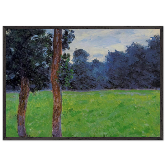 Two Trees in a Meadow - claude monet 70x100 cm / 28x40 inches Framed Art Print – Black Wooden Frame