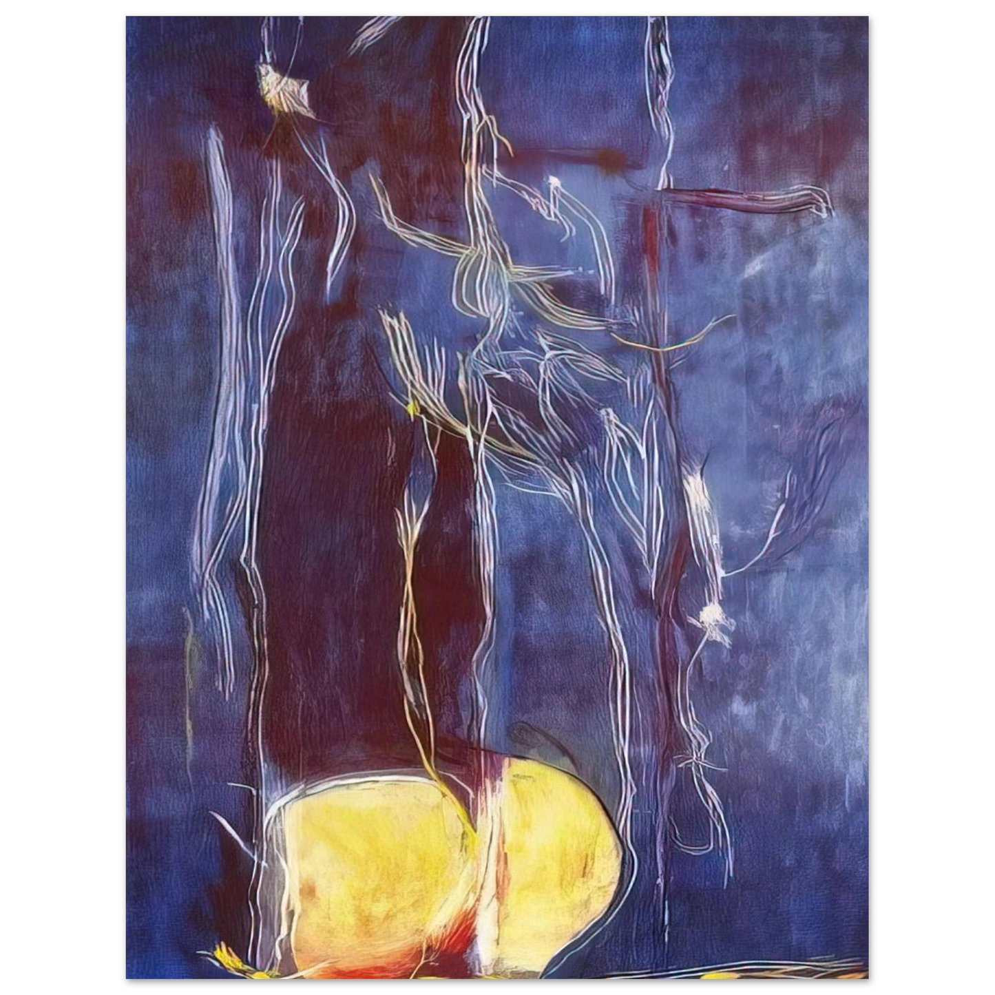 Helen Frankenthaler - All About Blue - 1994 Wall art - 27x35 cm / 11x14 inches - Premium Wooden Framed Poster With Fine Art Paper-canvas - White frame
