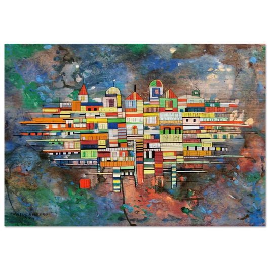 CITY 1954 - Rene Portocarrero Brushed Aluminum Print - 70x100 cm / 28x40 inches | Rene Portocarrero Aluminum Print | Rene Portocarrero Prints