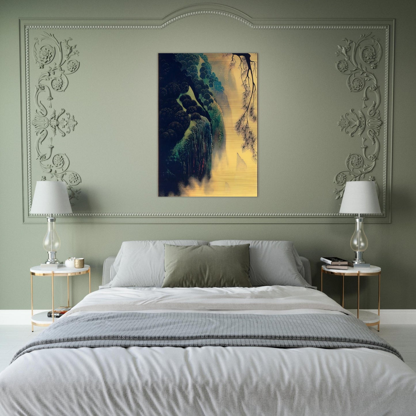 Jeweled Coast - Eyvind Earle Brushed Aluminum Print - 70x100 cm / 28x40 inches | Eyvind Earle Aluminum Print | Eyvind Earle Prints