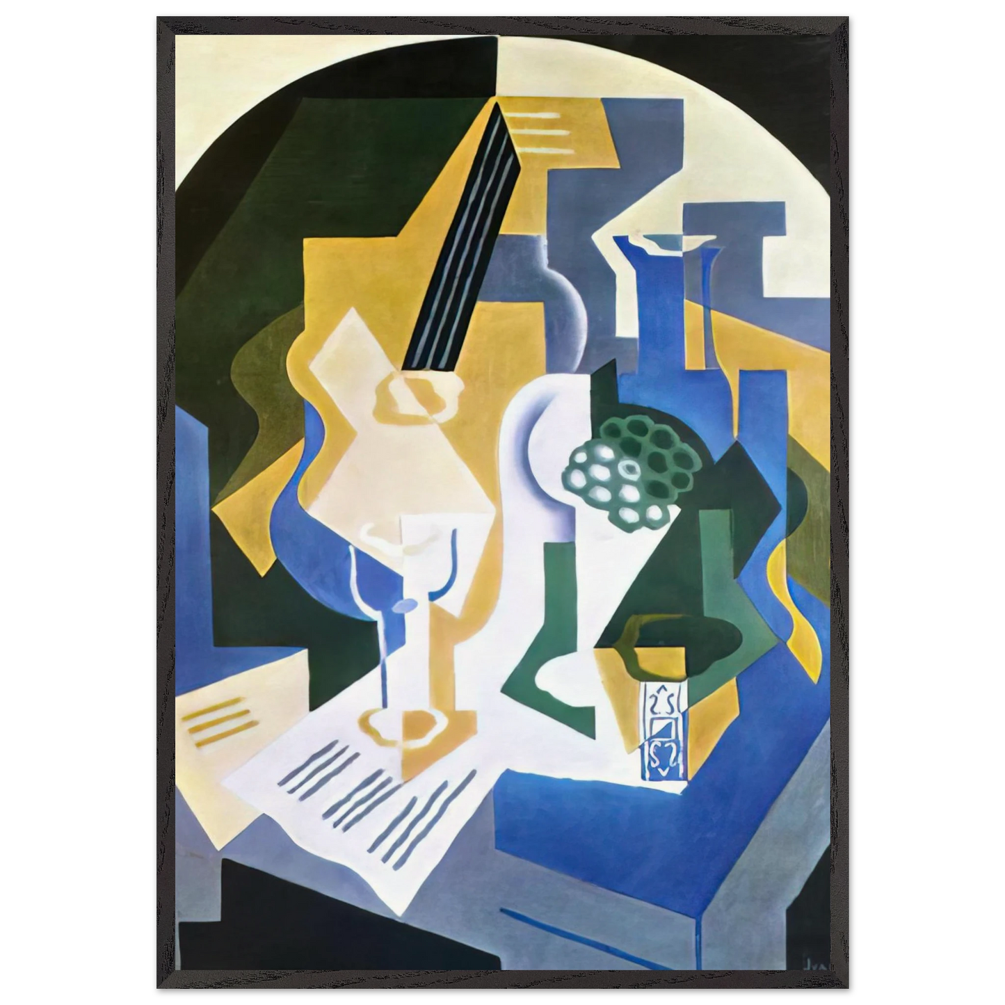 STILL LIFE WITH FRUIT BOWL AND MANDOLIN 1919 - Juan Gris 70x100 cm / 28x40 inches Framed Art Print – Black Wooden Frame