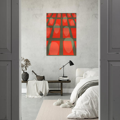 Untitled - Faces in a Grid Red - 1971 - Clarence Holbrook Carter Brushed Aluminum Print - 70x100 cm / 28x40 inches | Clarence Holbrook Carter Aluminum Print | Clarence Holbrook Carter Prints