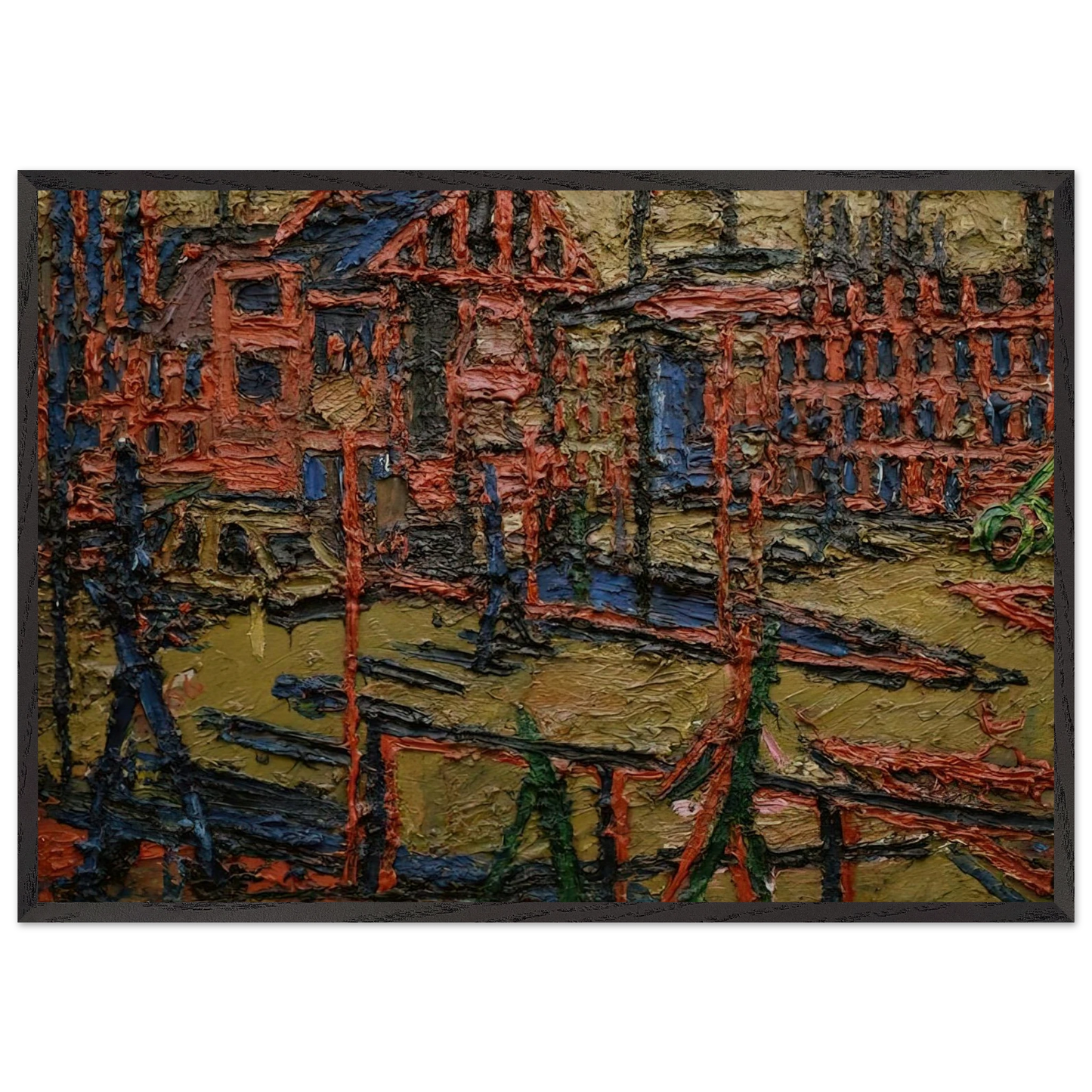 BEHIND CAMDEN TOWN STATION SUMMER EVENING - Frank Auerbach 70x100 cm / 28x40 inches Framed Art Print – Black Wooden Frame