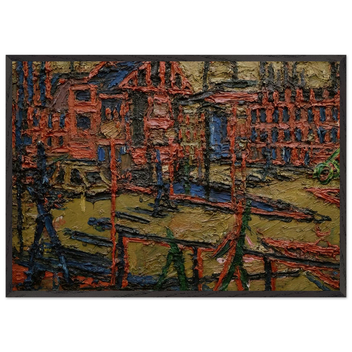 BEHIND CAMDEN TOWN STATION SUMMER EVENING - Frank Auerbach 70x100 cm / 28x40 inches Framed Art Print – Black Wooden Frame