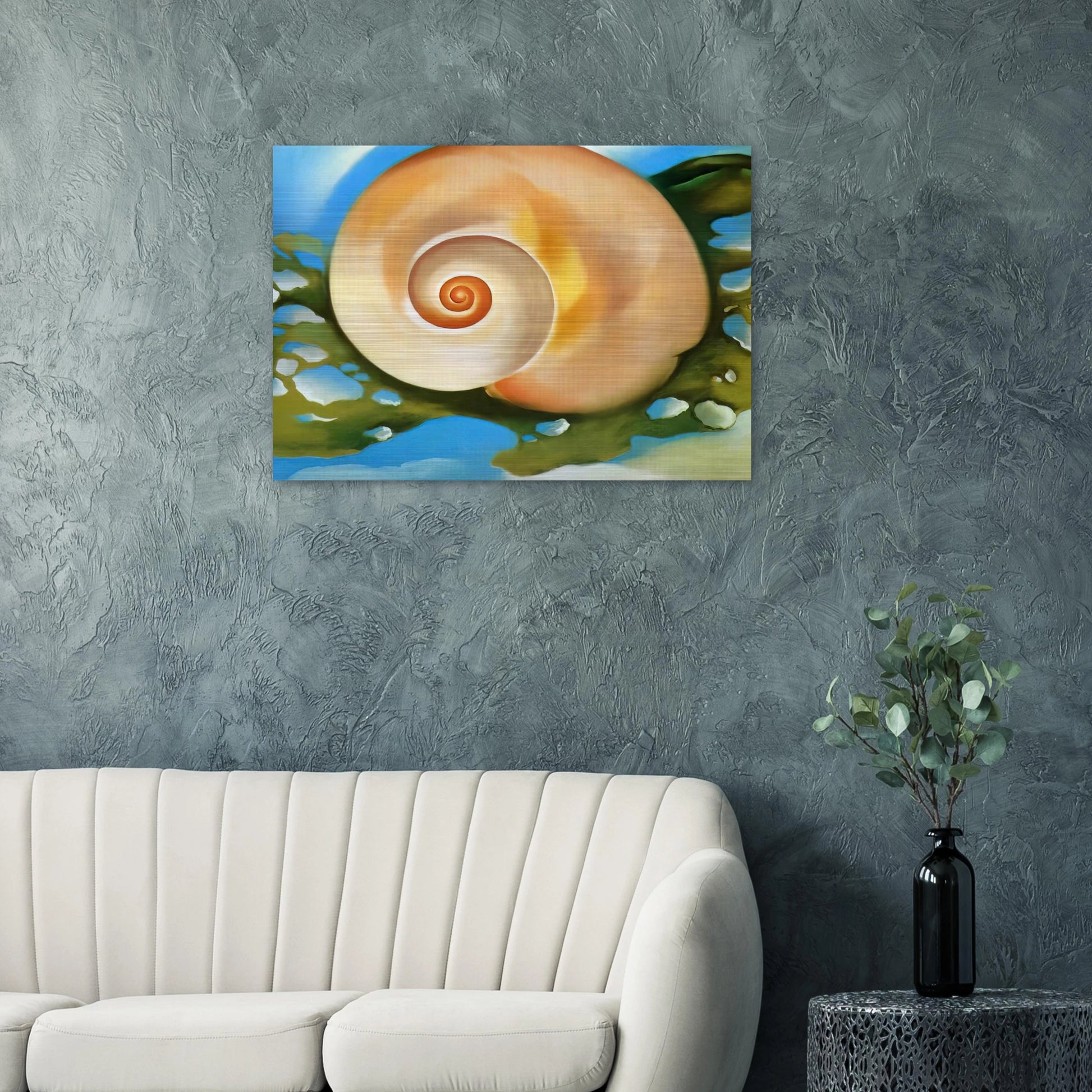Pink Shell with Seaweed - Georgia O'Keeffe Brushed Aluminum Print - 70x100 cm / 28x40 inches | Georgia O'Keeffe Aluminum Print | Georgia O'Keeffe Prints