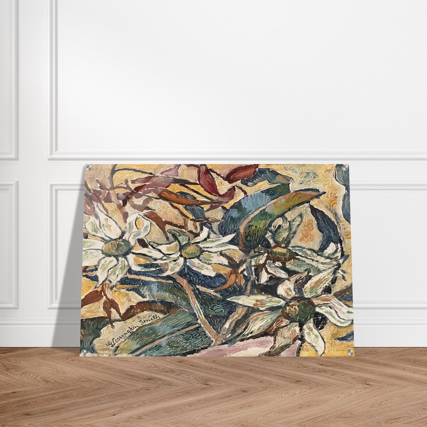Flannel flowers and gum leaves - 1928 - Grace Cossington Smith Acrylic Print - 70x100 cm / 28x40″ inches | Grace Cossington Smith Wall Art | Grace Cossington Smith Prints