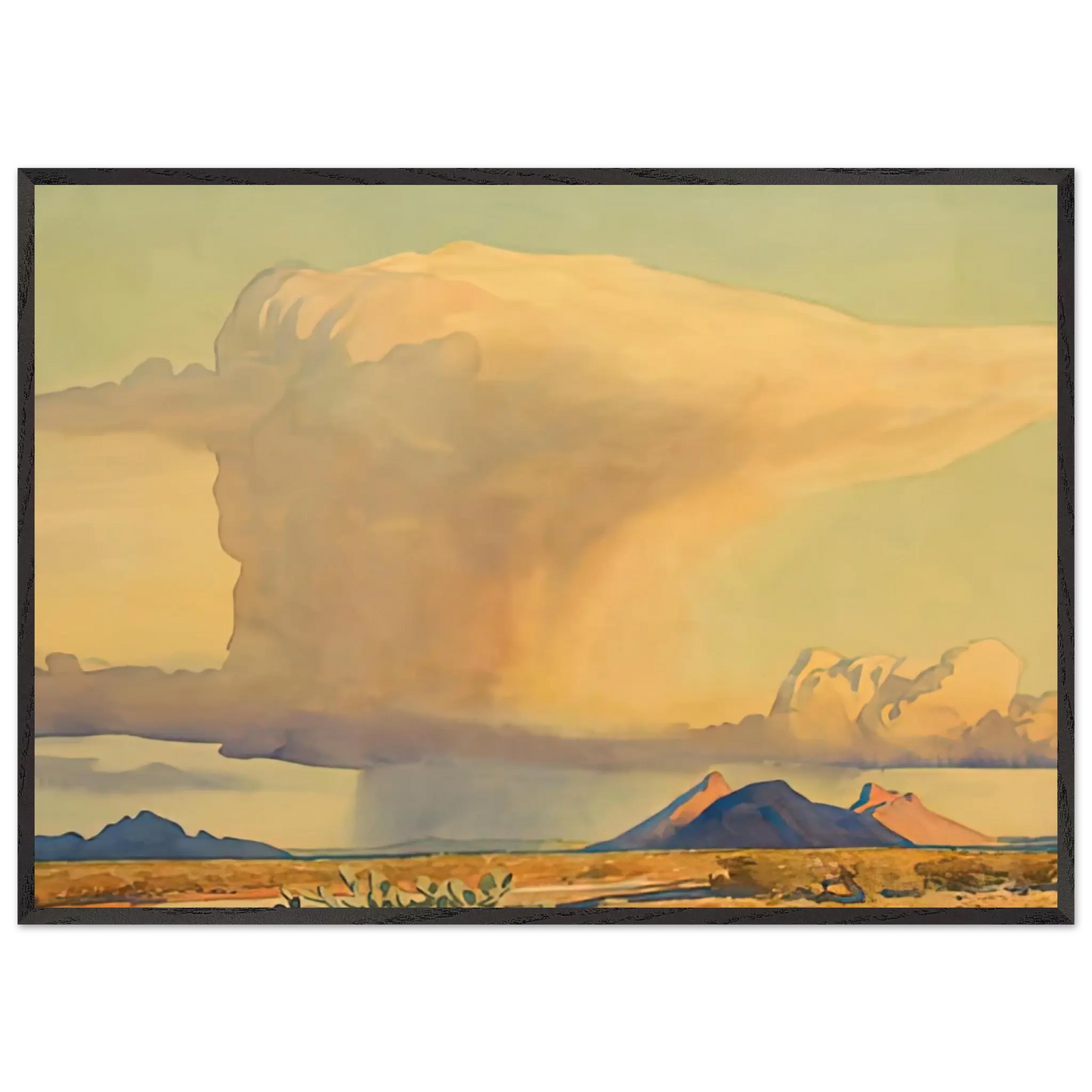 Maynard Dixon - DROUGHT AND DOWNPOUR 1944 Wall art - 15x20 cm / 6x8 Inches - Premium Wooden Framed Poster With Fine Art Paper - White frame