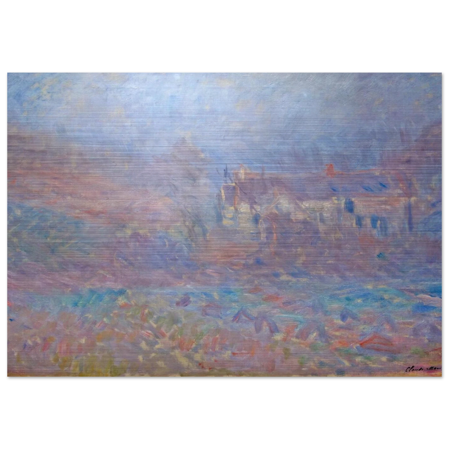 Houses at Falaise in the Fog - claude monet Brushed Aluminum Print - 70x100 cm / 28x40 inches | claude monet Aluminum Print | claude monet Prints