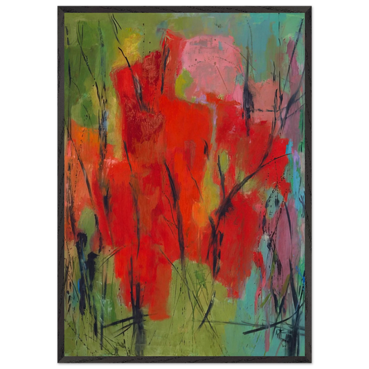 RED ABSTRACTION 1960 - Alma Woodsey Thomas 70x100 cm / 28x40 inches Framed Art Print – Black Wooden Frame