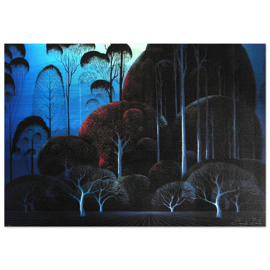 Enchanted Forest - Eyvind Earle Brushed Aluminum Print - 70x100 cm / 28x40 inches | Eyvind Earle Aluminum Print | Eyvind Earle Prints