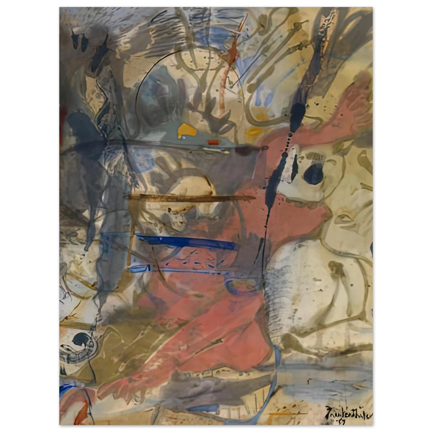 Helen Frankenthaler - Europa, 1957- Wall Art - 60x80 cm / 24x32 inches - Premium Wooden Framed Poster With Fine Art Paper-canvas - Black frame