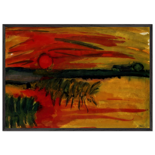 Sunset N2 - Emil Nolde 70x100 cm / 28x40 inches Framed Art Print – Black Wooden Frame
