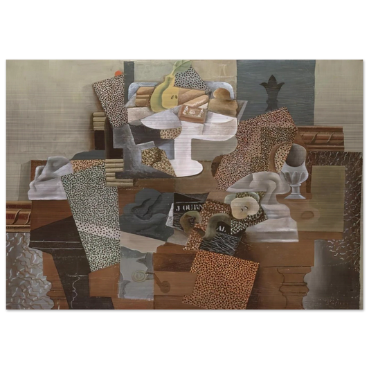 Still Life with Compote and Glass - 1914 - Pablo Picasso Brushed Aluminum Print - 70x100 cm / 28x40 inches | Pablo Picasso Aluminum Print | Pablo Picasso Prints