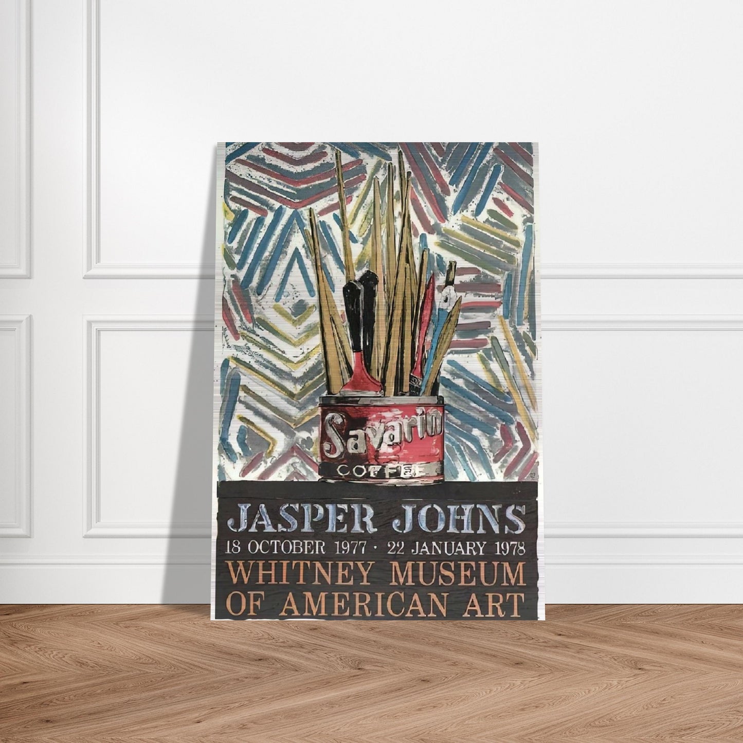SAVARIN WHITNEY MUSEUM POSTER - Jasper Johns Brushed Aluminum Print - 70x100 cm / 28x40 inches | Jasper Johns Aluminum Print | Jasper Johns Prints