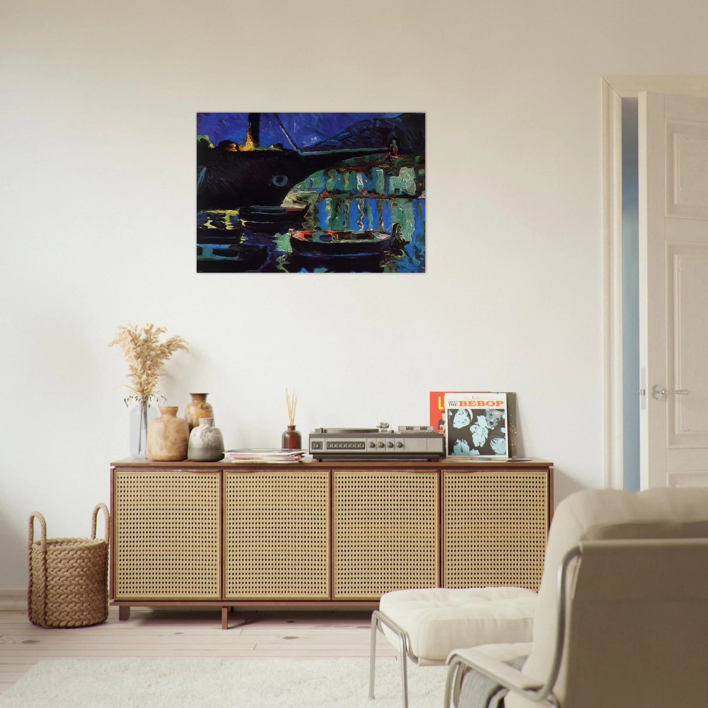 PORT OF CADAQUES NIGHT - Salvador Dali Brushed Aluminum Print - 70x100 cm / 28x40 inches | Salvador Dali Aluminum Print | Salvador Dali Prints