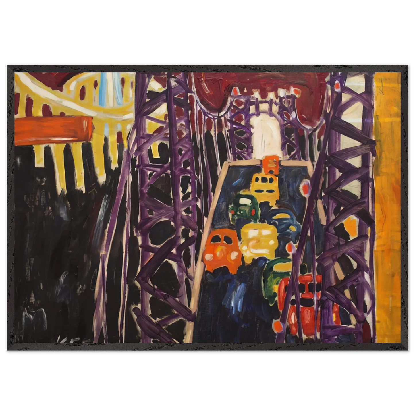 George Washington Bridge with Cars - Allan Kaprow 70x100 cm / 28x40 inches Framed Art Print – Black Wooden Frame