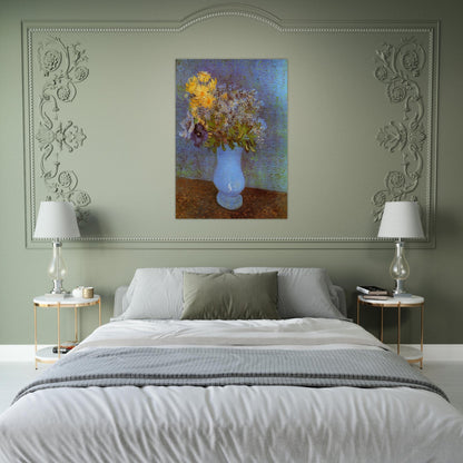 Vase with Lilacs, Daisies and Anemones - Vincent van Gogh Brushed Aluminum Print - 70x100 cm / 28x40 inches | Vincent van Gogh Aluminum Print | Vincent van Gogh Prints