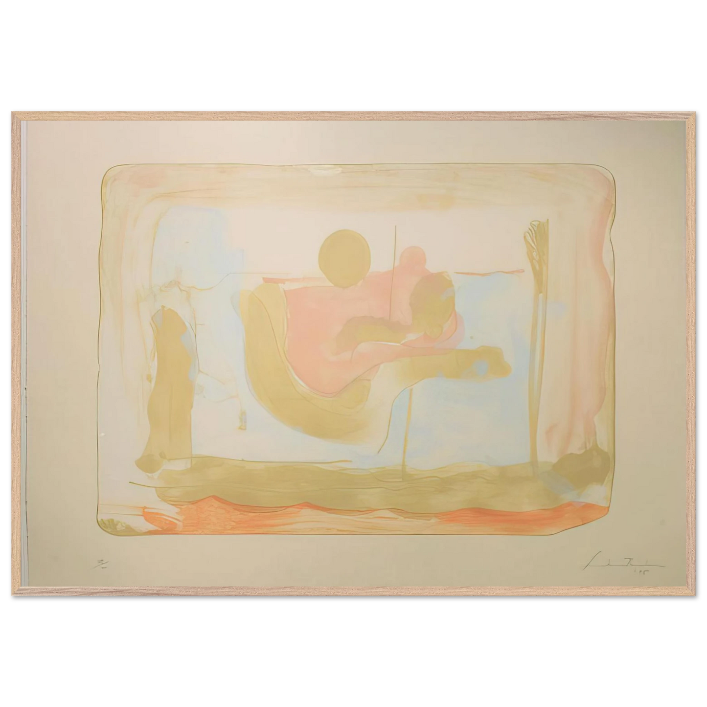 Helen Frankenthaler - Reflections I - 1995 Wall art - 21x29.7 cm / 8x12" - Premium Wooden Framed Poster With Fine Art Paper-canvas - Black frame