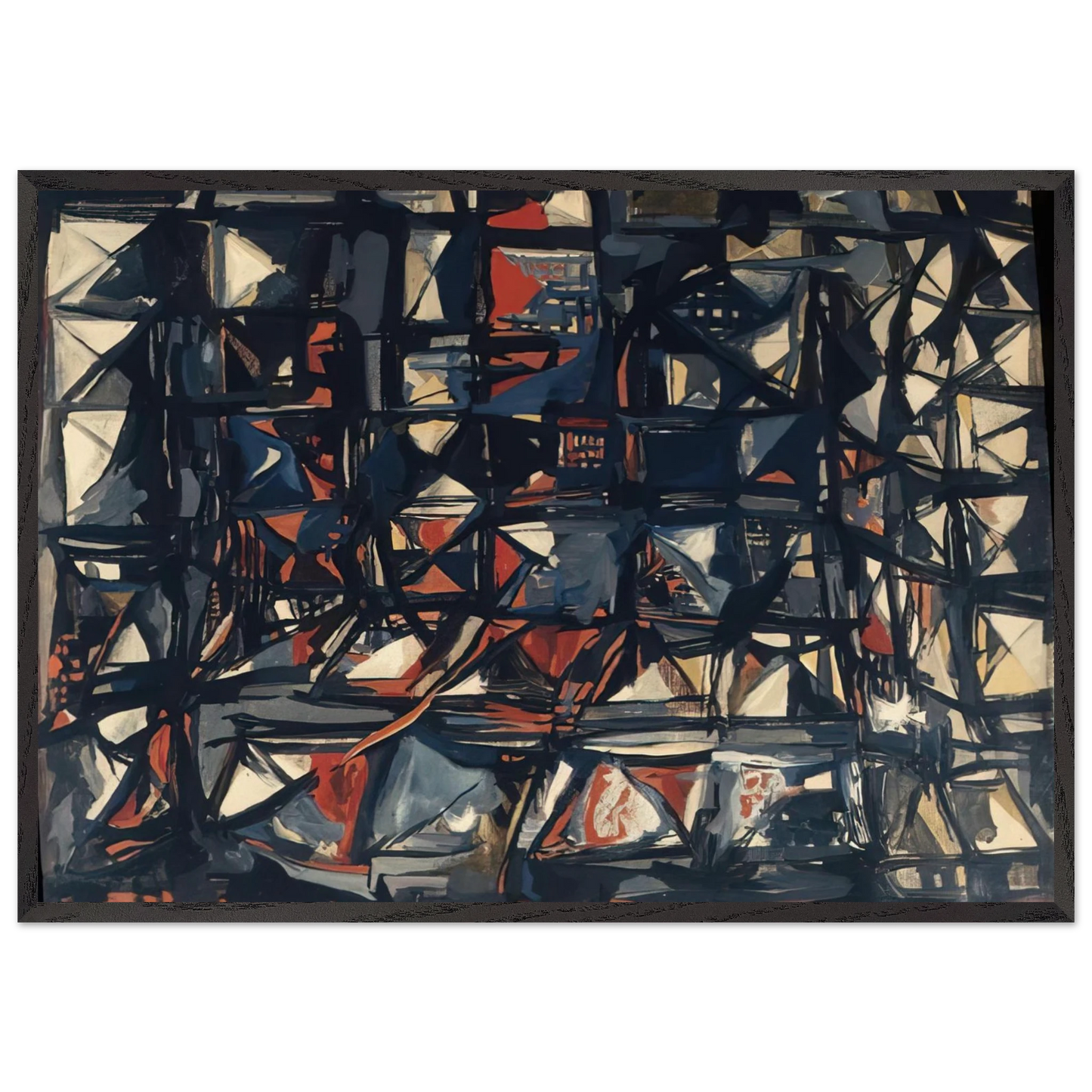 Untitled - 1955 N3 - Maria Helena Vieira da Silva 70x100 cm / 28x40 inches Framed Art Print – Black Wooden Frame