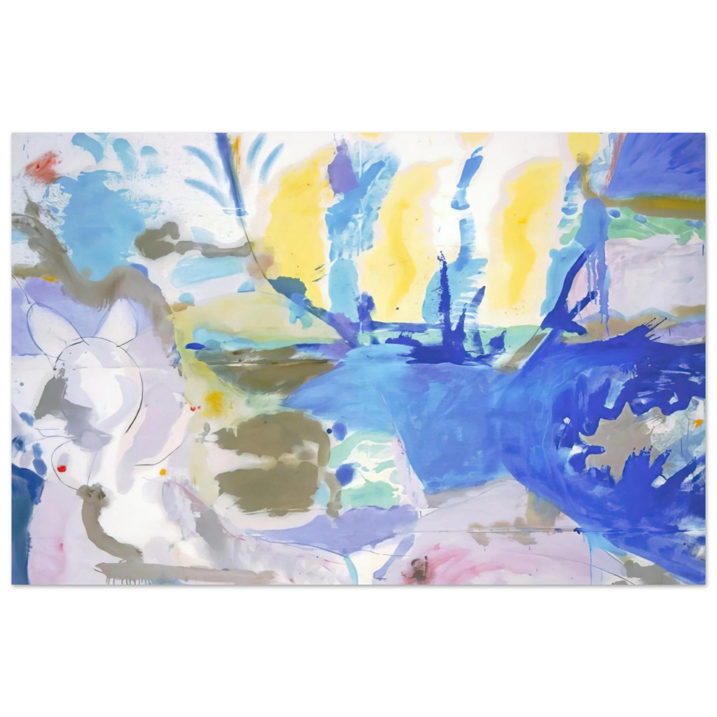 Helen Frankenthaler - Basque Beach - 1958 Wall art - 45x60 cm / 18x24 inches - Premium Wooden Framed Poster With Fine Art Paper-canvas - Black frame