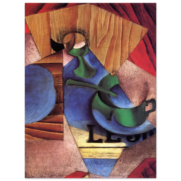 Juan Gris - GLASS CUP AND NEWSPAPER 1913  75x100 cm / 30x40inches Fine Art Poster