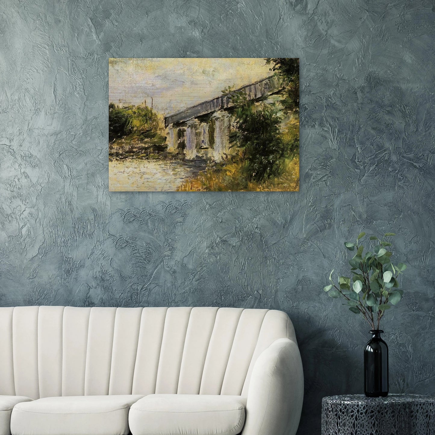 Railway Bridge at Argenteuil - claude monet Brushed Aluminum Print - 70x100 cm / 28x40 inches | claude monet Aluminum Print | claude monet Prints