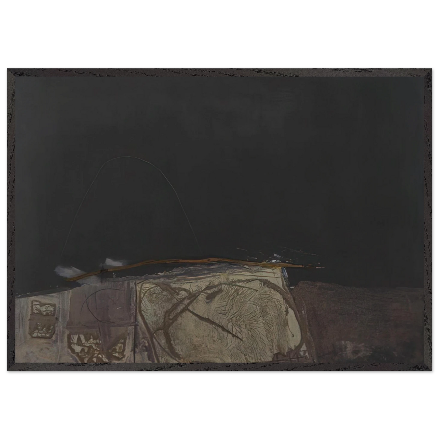 GREY AND GREEN PAINTING 1957 - Antoni Tapies 70x100 cm / 28x40 inches Framed Art Print – Black Wooden Frame