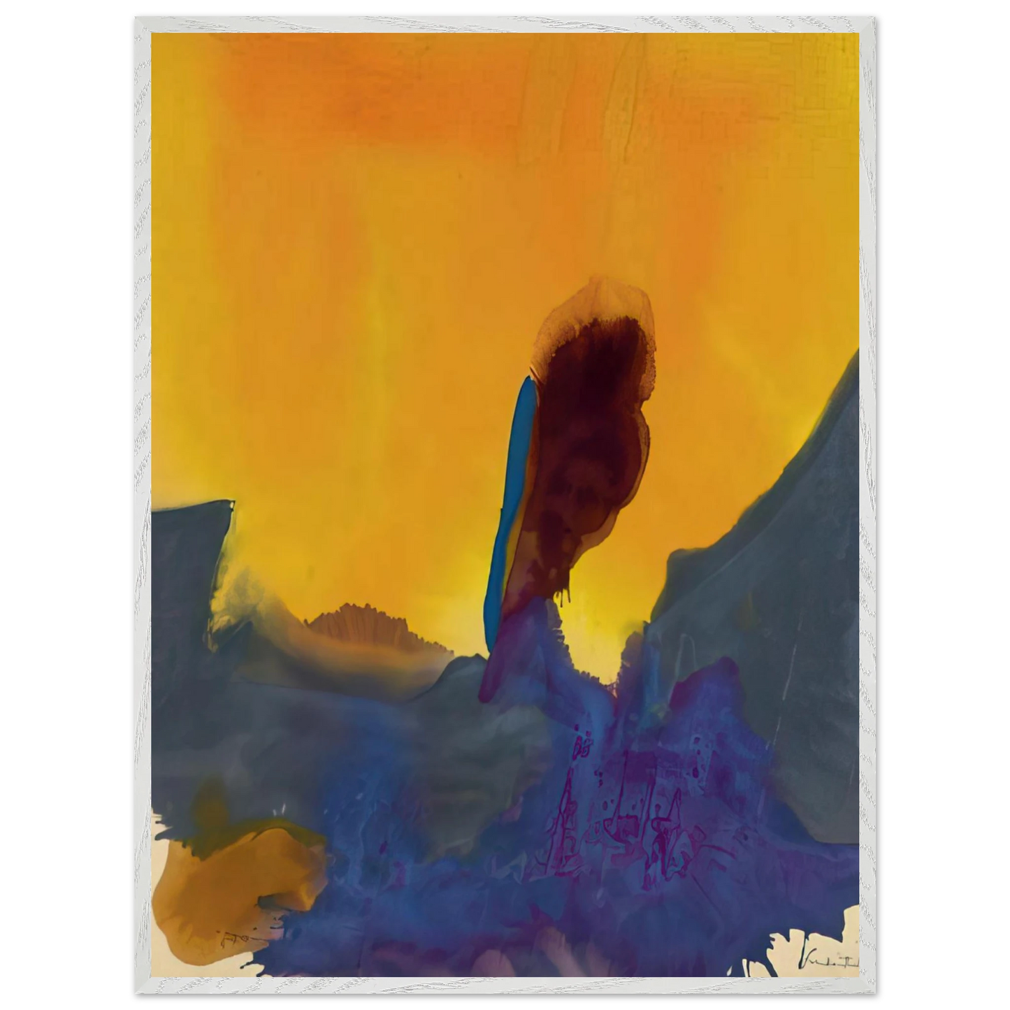 Helen Frankenthaler - Glow II - 1968 Wall art - 15x20 cm / 6x8 inches - Premium Wooden Framed Poster With Fine Art Paper-canvas - White frame