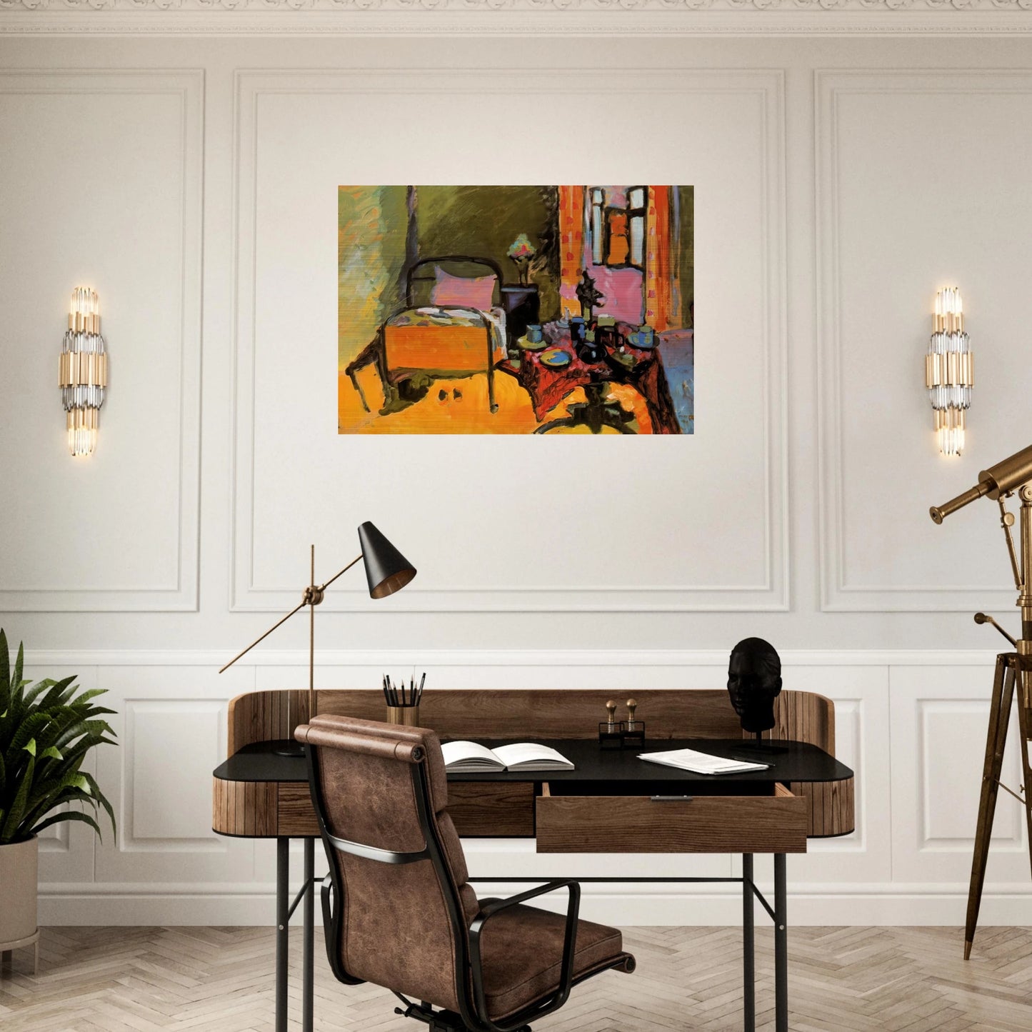 BEDROOM IN AINTMILLERSTRASSE 1909 - Wassily Kandinsky Brushed Aluminum Print - 70x100 cm / 28x40 inches | Wassily Kandinsky Aluminum Print | Wassily Kandinsky Prints