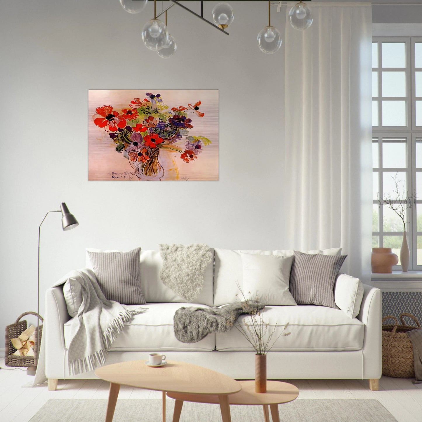 ANEMONES 1953 - Raoul Dufy Brushed Aluminum Print - 70x100 cm / 28x40 inches | Raoul Dufy Aluminum Print | Raoul Dufy Prints