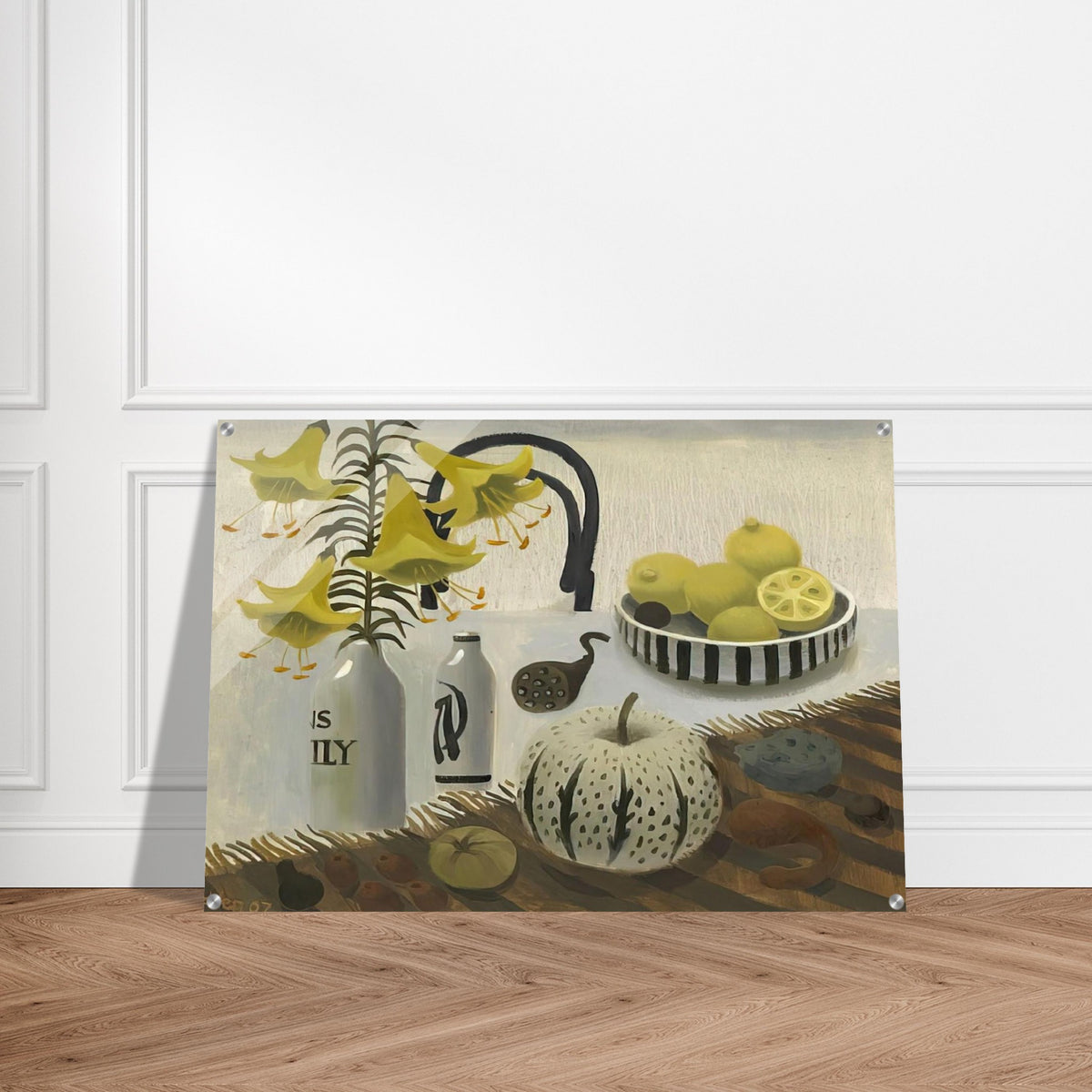Lilies and Lemons - 2007 - Mary Fedden Acrylic Print - 70x100 cm / 28x40″ inches