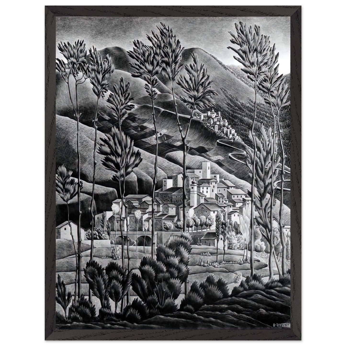 MC Escher - ALFEDENA ABRUZZI Wall Art - 60x80 cm / 24x32 inches - Fine Art Poster - -