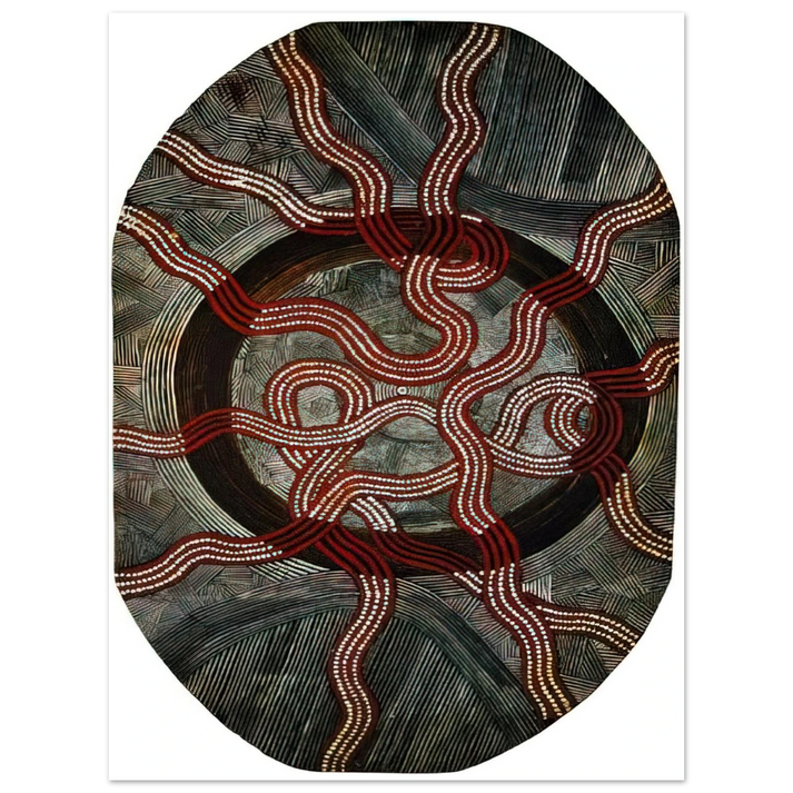 Clifford Possum Tjapaltjarri - Untitled Snake Dreaming - 1972  75x100 cm / 30x40inches Fine Art Poster