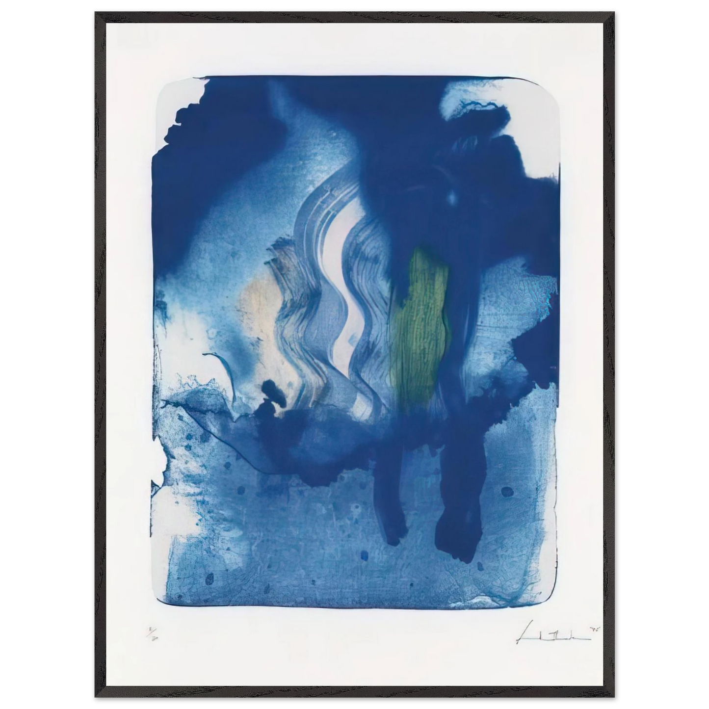 Helen Frankenthaler - Reflections V - 1995 Wall art - 70x100 cm / 28x40 inches - Premium Wooden Framed Poster With Fine Art Paper-canvas - White frame