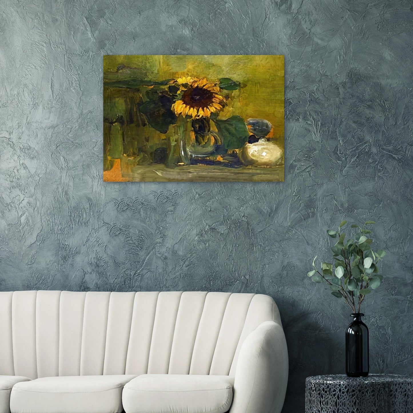 Still life with Sunflower - Piet Mondrian Brushed Aluminum Print - 70x100 cm / 28x40 inches | Piet Mondrian Aluminum Print | Piet Mondrian Prints