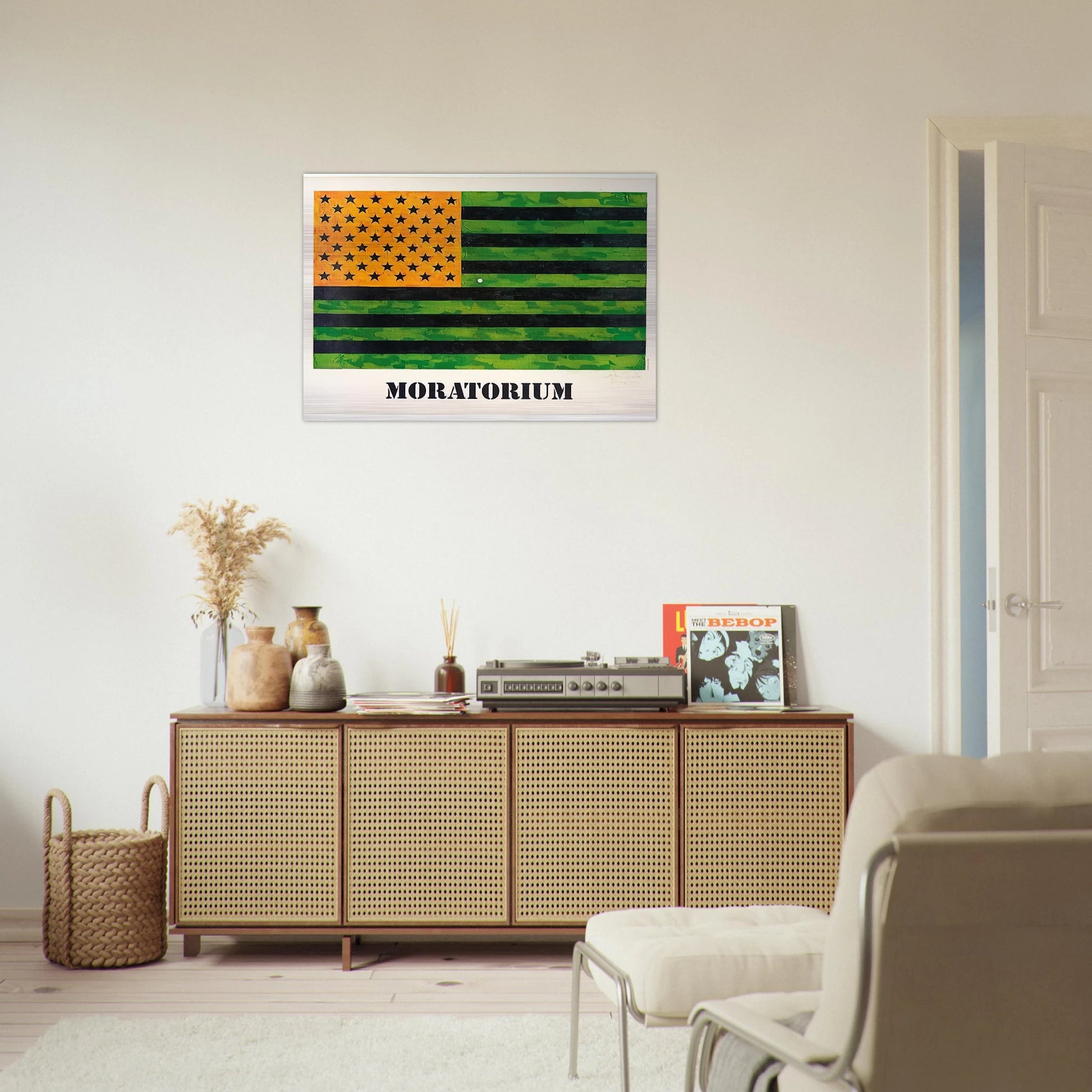 MORATORIUM FLAG - Jasper Johns Brushed Aluminum Print - 70x100 cm / 28x40 inches | Jasper Johns Aluminum Print | Jasper Johns Prints