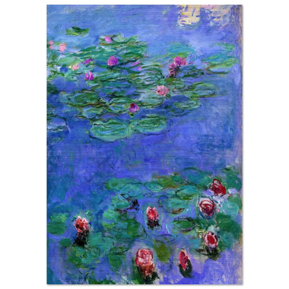 Water Lilies Red - claude monet Brushed Aluminum Print - 70x100 cm / 28x40 inches | claude monet Aluminum Print | claude monet Prints