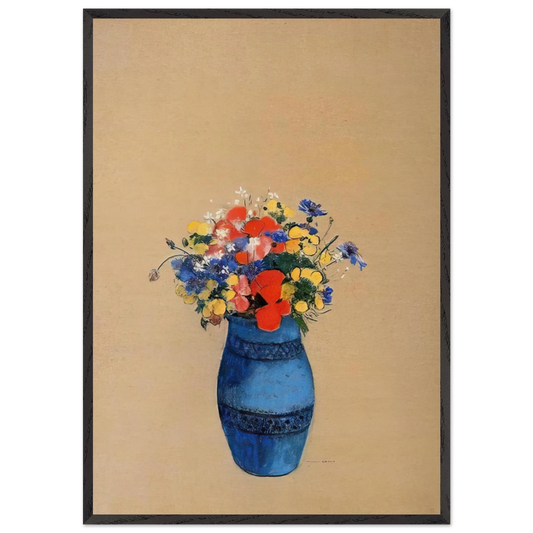 VASE OF FLOWERS 6 - Odilon Redon 70x100 cm / 28x40 inches Framed Art Print – Black Wooden Frame