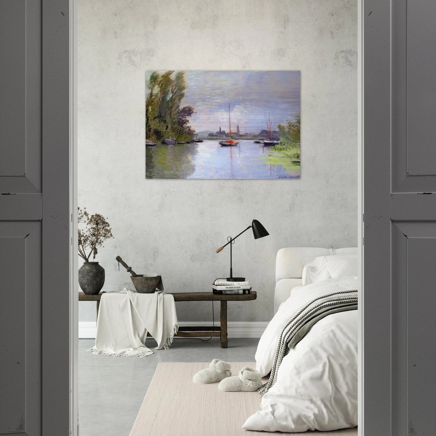 Argenteuil Seen from the Small Arm of the Seine - claude monet Brushed Aluminum Print - 70x100 cm / 28x40 inches | claude monet Aluminum Print | claude monet Prints