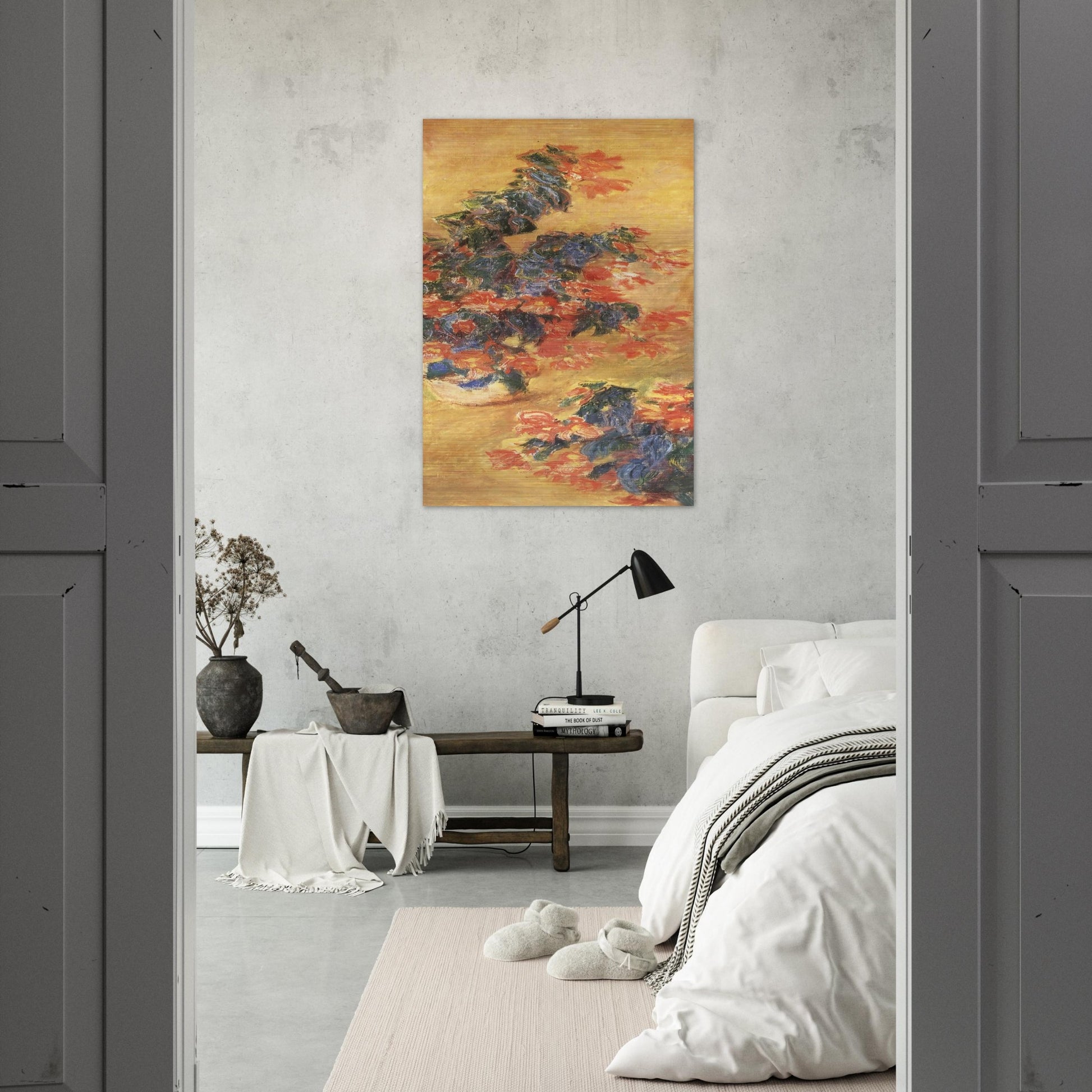 Red azaleas in a Pot - claude monet Brushed Aluminum Print - 70x100 cm / 28x40 inches | claude monet Aluminum Print | claude monet Prints